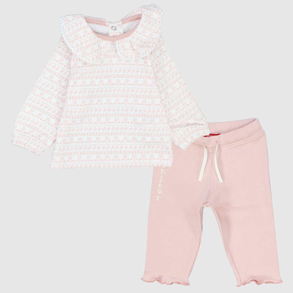 Pink Flowers Long-Sleeved Pajama - Ourkids - Junior