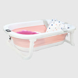 Pink Foldable Baby Bathtub With Thermometer - Ourkids - Happy Baby