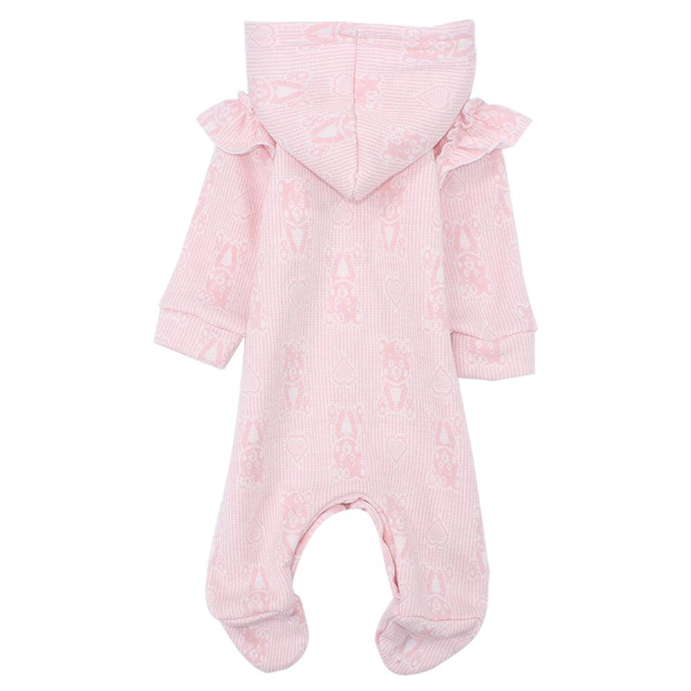 Pink Long-Sleeved Hooded Baby Footie - Ourkids - Berceau