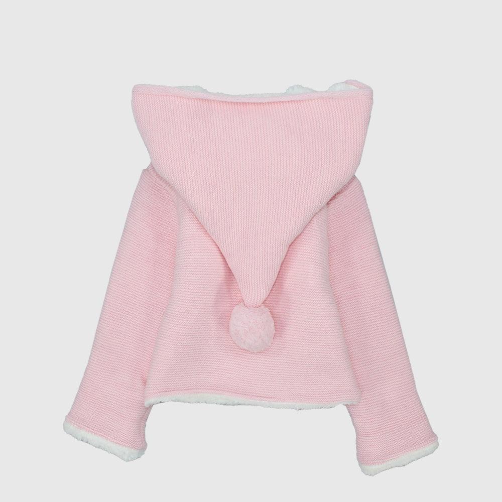 Pink Long-Sleeved Hooded Knit Jacket - Ourkids - Playmore