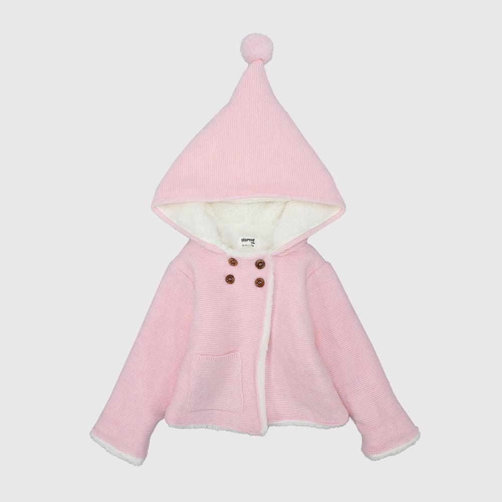 Pink Long-Sleeved Hooded Knit Jacket - Ourkids - Playmore