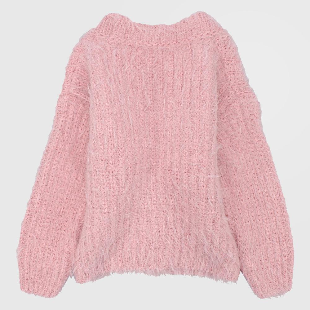Pink Long-Sleeved Knit Jacket - Ourkids - Playmore