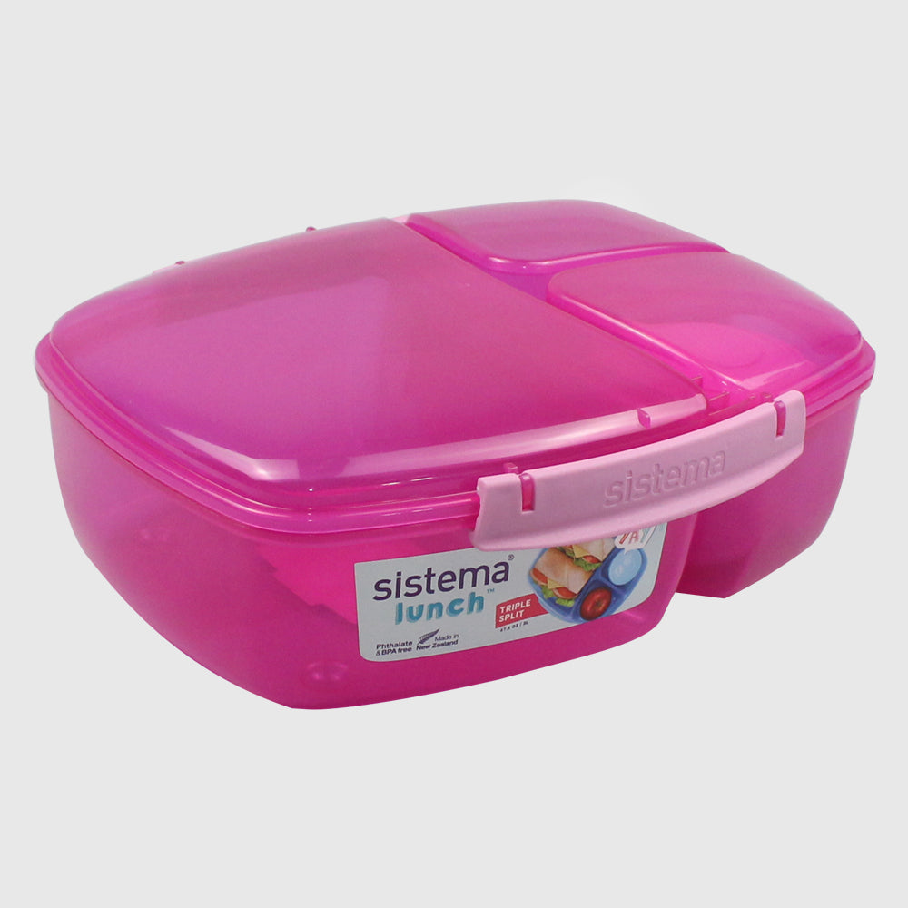 PINK SISTEMA 2L TRIPLE SPLIT WITH YOGURT POT FOOD STORAGE - Ourkids - Sistema