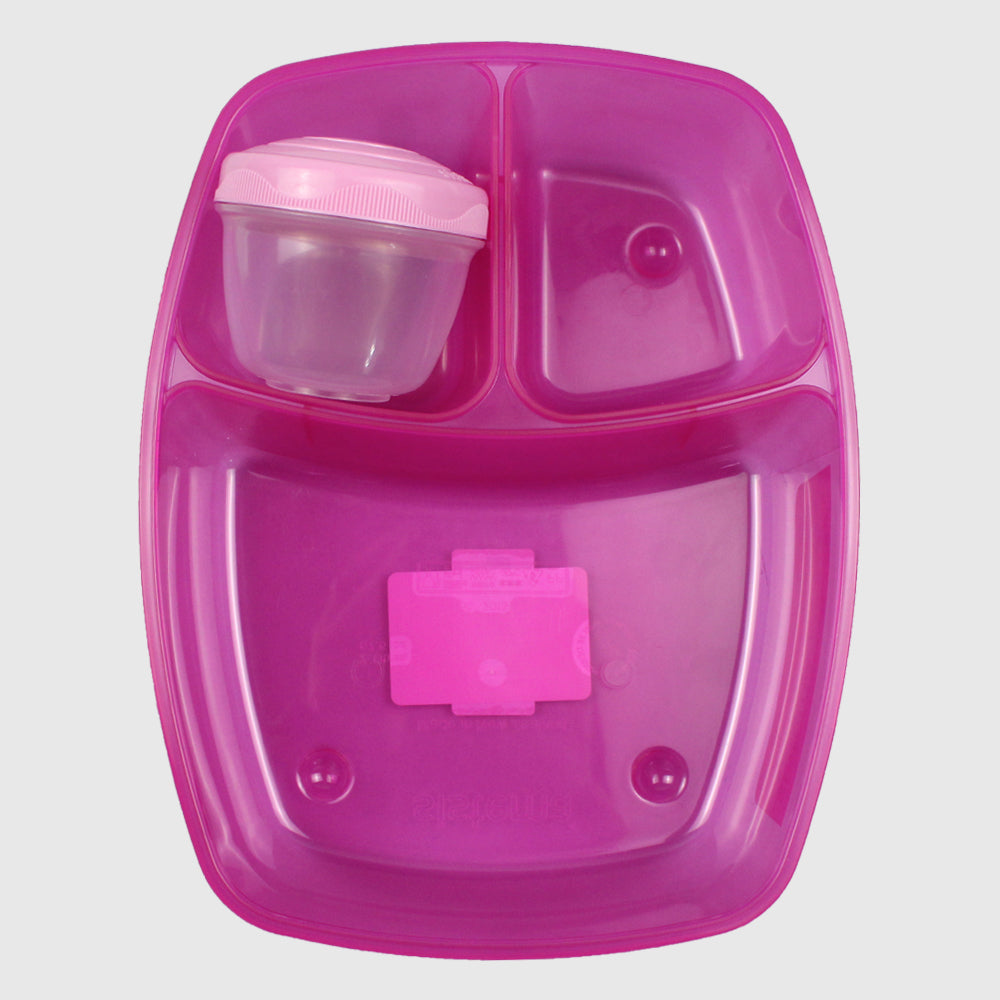 PINK SISTEMA 2L TRIPLE SPLIT WITH YOGURT POT FOOD STORAGE - Ourkids - Sistema