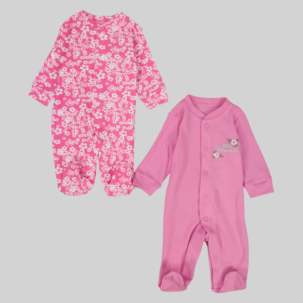 Pinkish Long-Sleeved Baby Footie (Pack Of 2) - Ourkids - Al Sayad