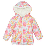 Pinky Flowery Long-Sleeved Waterproof Hooded Jacket - Ourkids - Ourkids