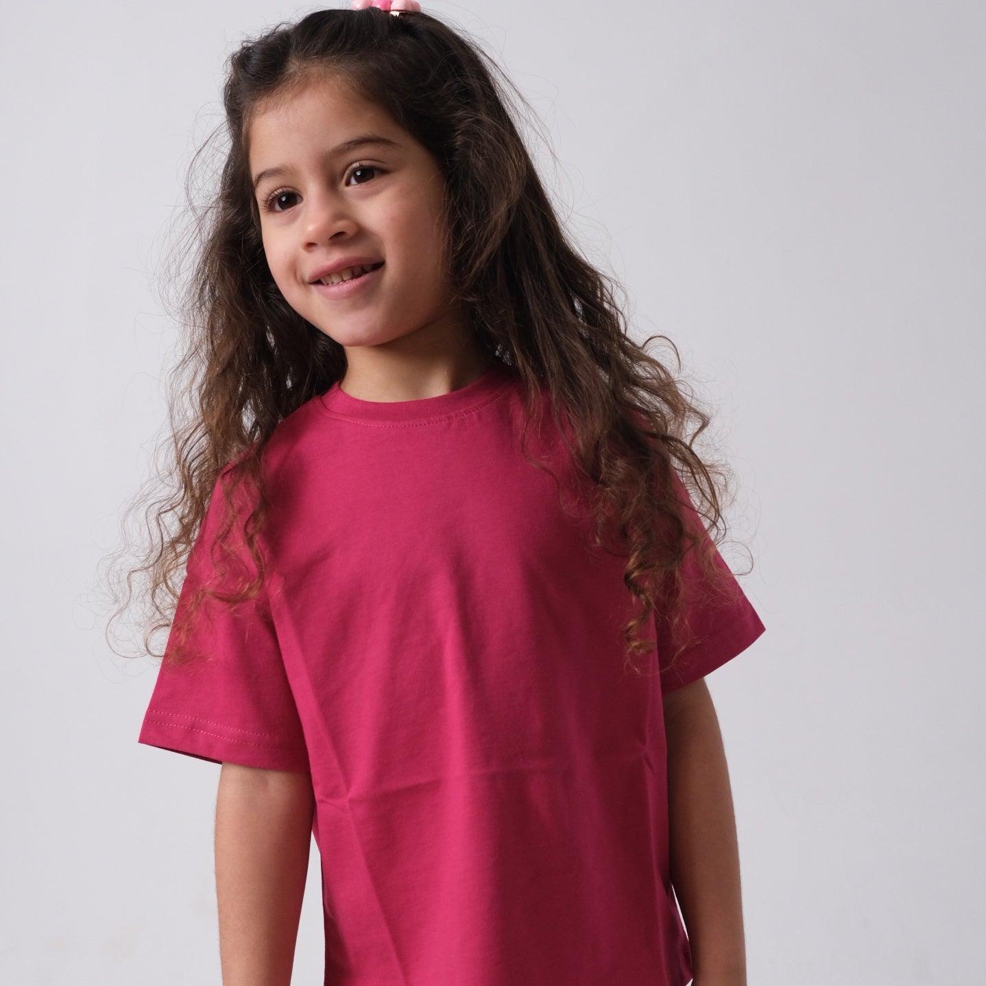 Plain Fuchsia Short-Sleeved T-Shirt - Ourkids - Ourkids