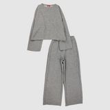 Plain Grey Long-Sleeved Fleeced Pajama - Ourkids - Junior