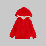 Plain Long-Sleeve Fleeced Hooded Jacket - Ourkids - Ourkids