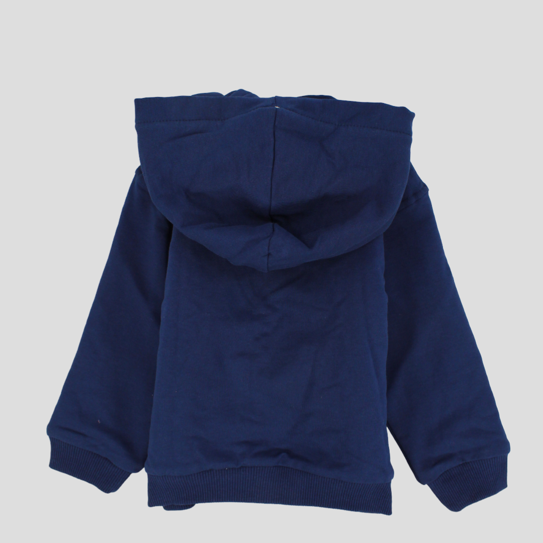 Plain Long-Sleeve Fleeced Hooded Jacket - Ourkids - Ourkids