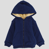 Plain Long-Sleeve Fleeced Hooded Jacket - Ourkids - Ourkids