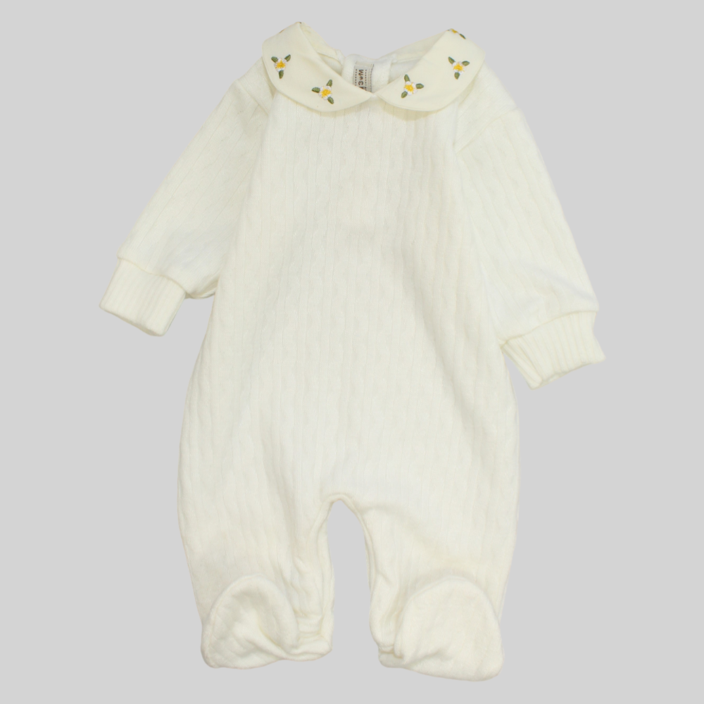 Plain Long-Sleeved Baby Footie - Ourkids - Berceau