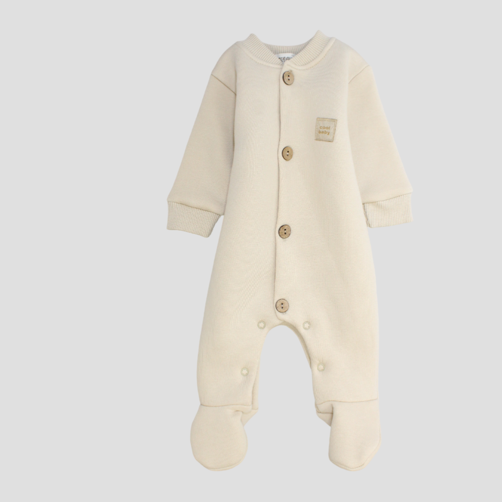 Plain Long-Sleeved Baby Footie - Ourkids - Berceau