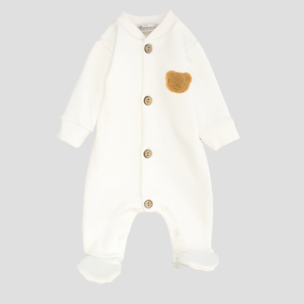 Plain Long-Sleeved Baby Footie - Ourkids - Berceau