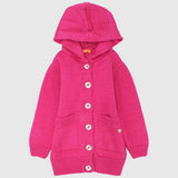 Plain Long-Sleeved Hooded Knit Jacket - Ourkids - Quokka