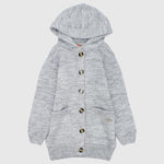 Plain Long-Sleeved Hooded Knit Jacket - Ourkids - Quokka