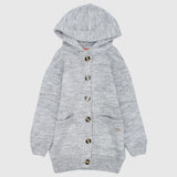 Plain Long-Sleeved Hooded Knit Jacket - Ourkids - Quokka