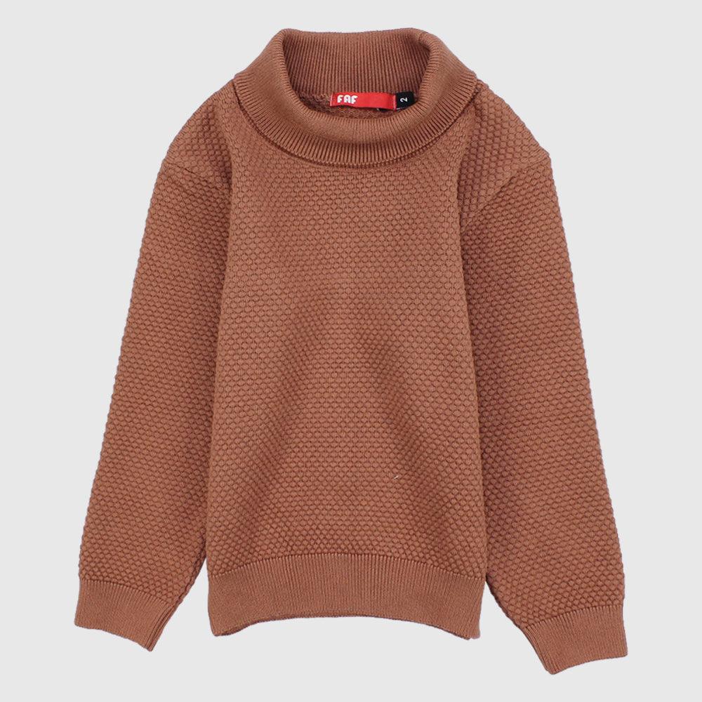 Plain Long-Sleeved Knit High-Collar Pullover - Ourkids - Faf Kids