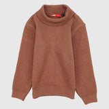 Plain Long-Sleeved Knit High-Collar Pullover - Ourkids - Faf Kids