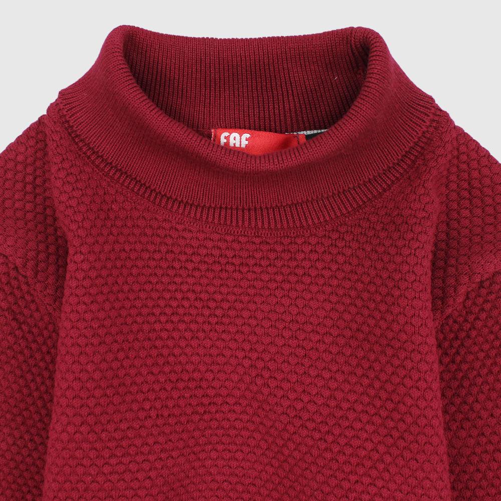 Plain Long-Sleeved Knit High-Collar Pullover - Ourkids - Faf Kids