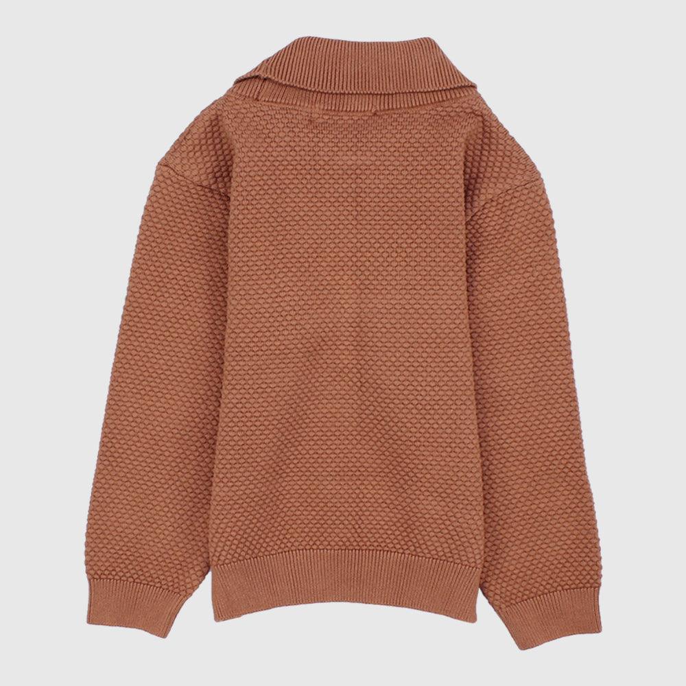 Plain Long-Sleeved Knit High-Collar Pullover - Ourkids - Faf Kids