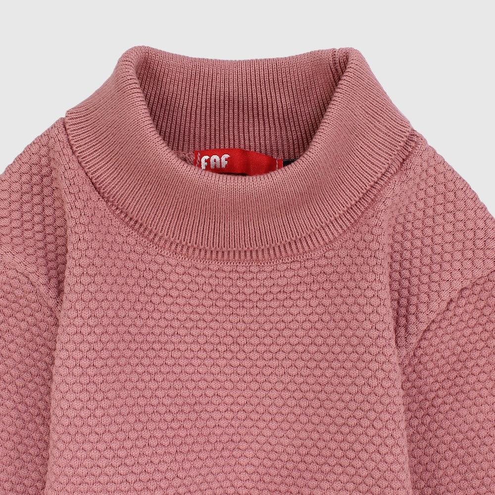 Plain Long-Sleeved Knit High-Collar Pullover - Ourkids - Faf Kids