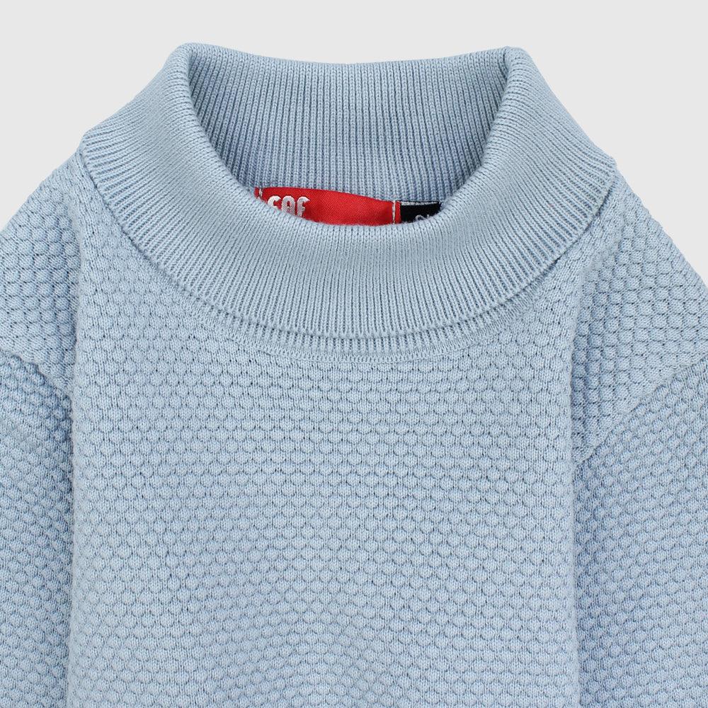 Plain Long-Sleeved Knit High-Collar Pullover - Ourkids - Faf Kids