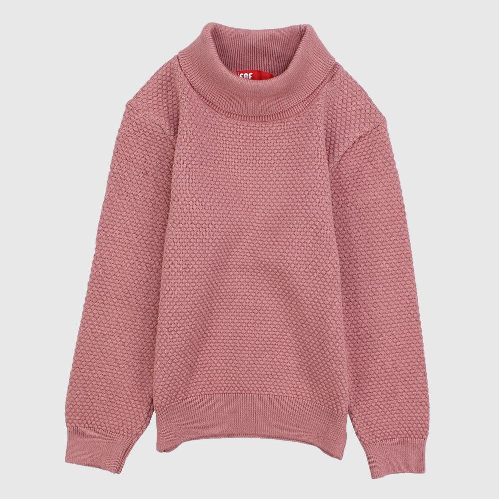 Plain Long-Sleeved Knit High-Collar Pullover - Ourkids - Faf Kids