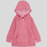 Plain Long-Sleeved Zip-Up Hoodie - Ourkids - Ourkids