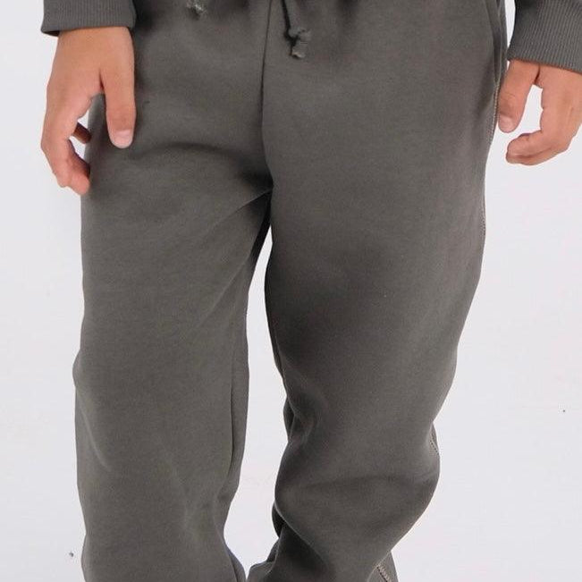 Plain Olive Green Fleeced Sweatpants - Ourkids - Playmore