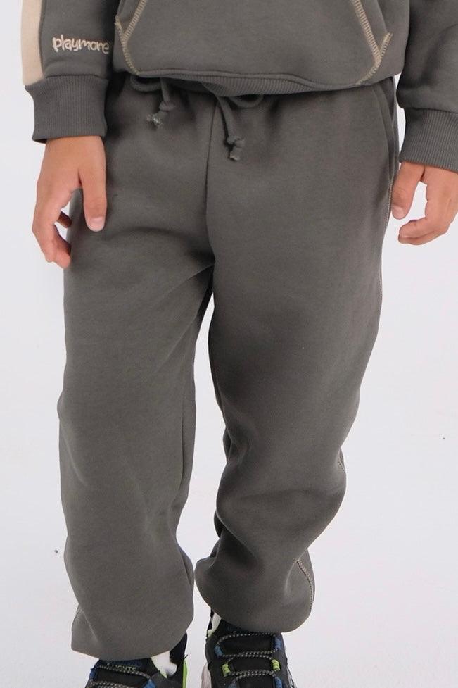 Plain Olive Green Fleeced Sweatpants - Ourkids - Playmore