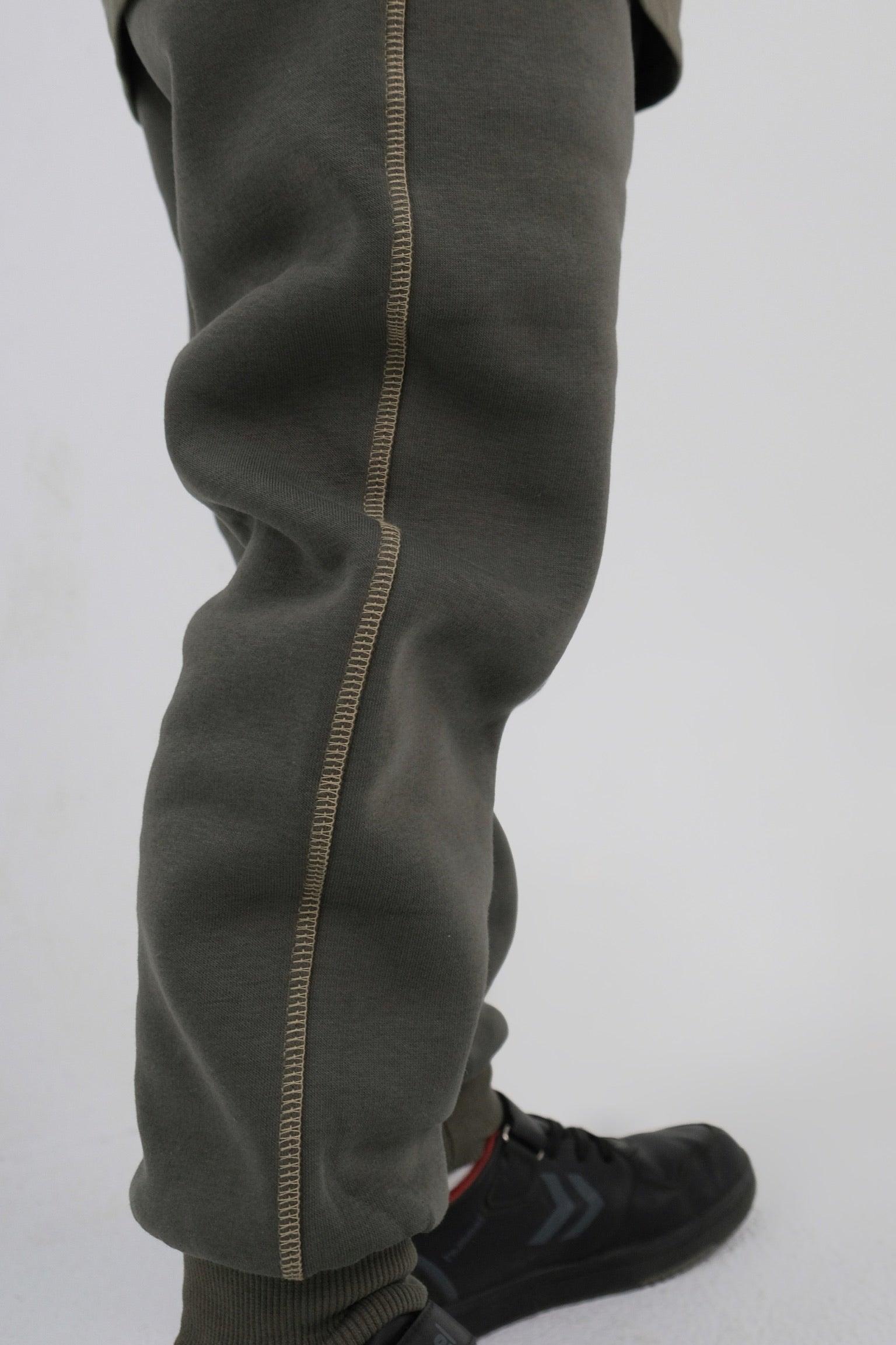 Plain Olive Green Fleeced Sweatpants - Ourkids - Playmore