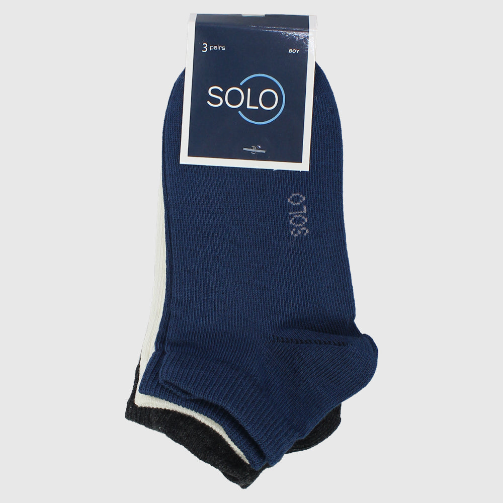 Plain Short Socks (Pack Of 3) - Ourkids - Solo