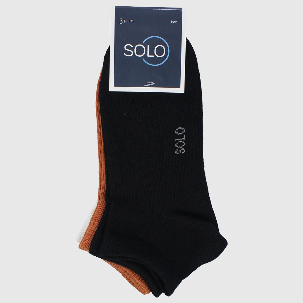 Plain Short Socks (Pack Of 3) - Ourkids - Solo