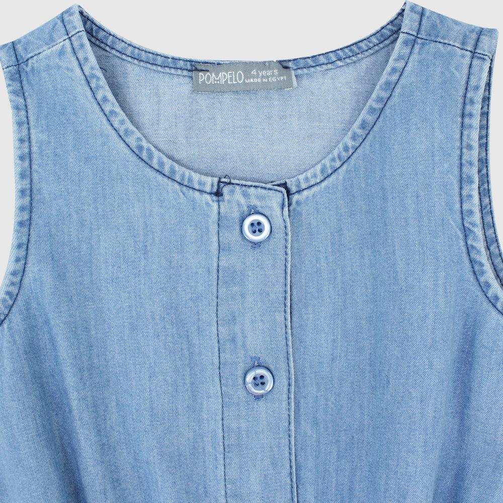 Plain Sleeveless Jeans Jumpsuit - Ourkids - Pompelo