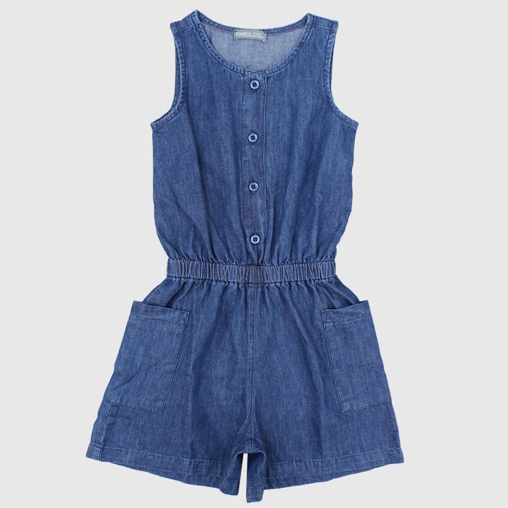 Plain Sleeveless Jeans Jumpsuit - Ourkids - Pompelo