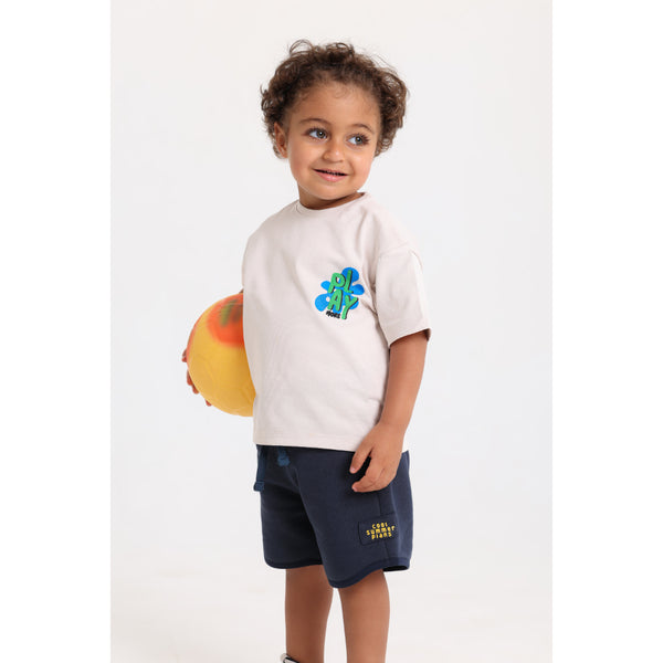 Unisex Baby Cotton Short – Navy with "Cool Summer Pians" Print