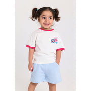 Baby Girls Cotton T-Shirt – Off-White with "Outside" Print