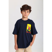 Boys Cotton T-Shirt – Navy with "Chill in Play" Print