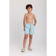 Boys Swimsuit – Aqua with Leaves Print