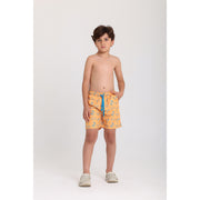 Boys Swimsuit – Mustard with Palm Print