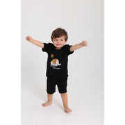 Baby Boys Cotton Pajama Set – Black with "Little Boy Big Dream" Print