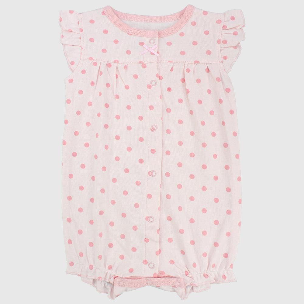 Polka Dots Ruffled Shoulders Romper - Ourkids - Mini Me