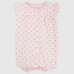 Polka Dots Ruffled Shoulders Romper - Ourkids - Mini Me