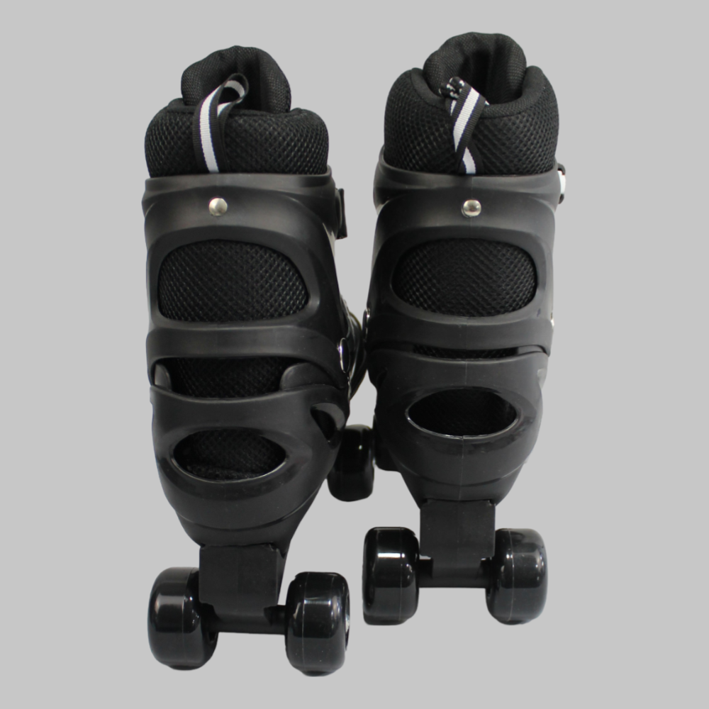 Power Superb Adjustable Roller Skate Shoes 2-Rows 4-Wheels (Large, Black) - Ourkids - OKO