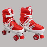 Power Superb Adjustable Roller Skate Shoes 2-Rows 4-Wheels (Large, Red) - Ourkids - OKO