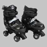 Power Superb Adjustable Roller Skate Shoes 2-Rows 4-Wheels (Small, Black) - Ourkids - OKO