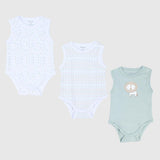 Printed Sleeveless Bodysuit (Pack Of 3) - Ourkids - Pompelo