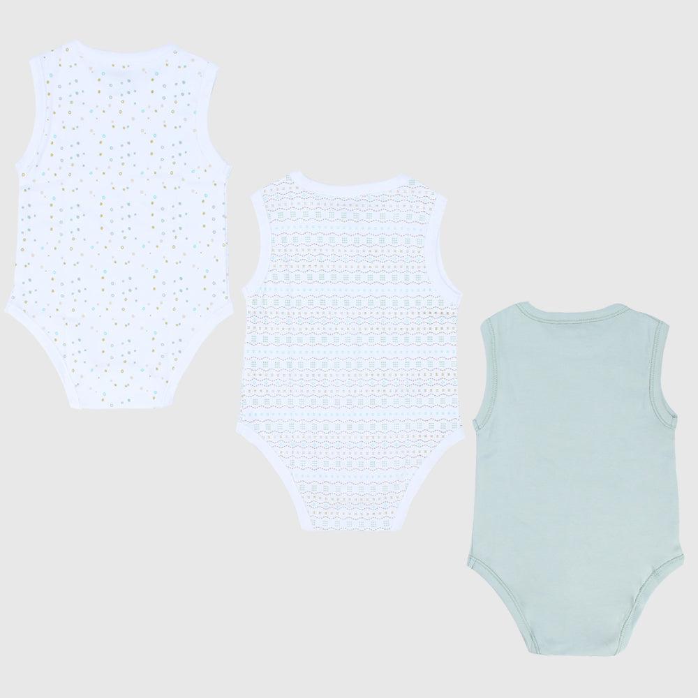 Printed Sleeveless Bodysuit (Pack Of 3) - Ourkids - Pompelo