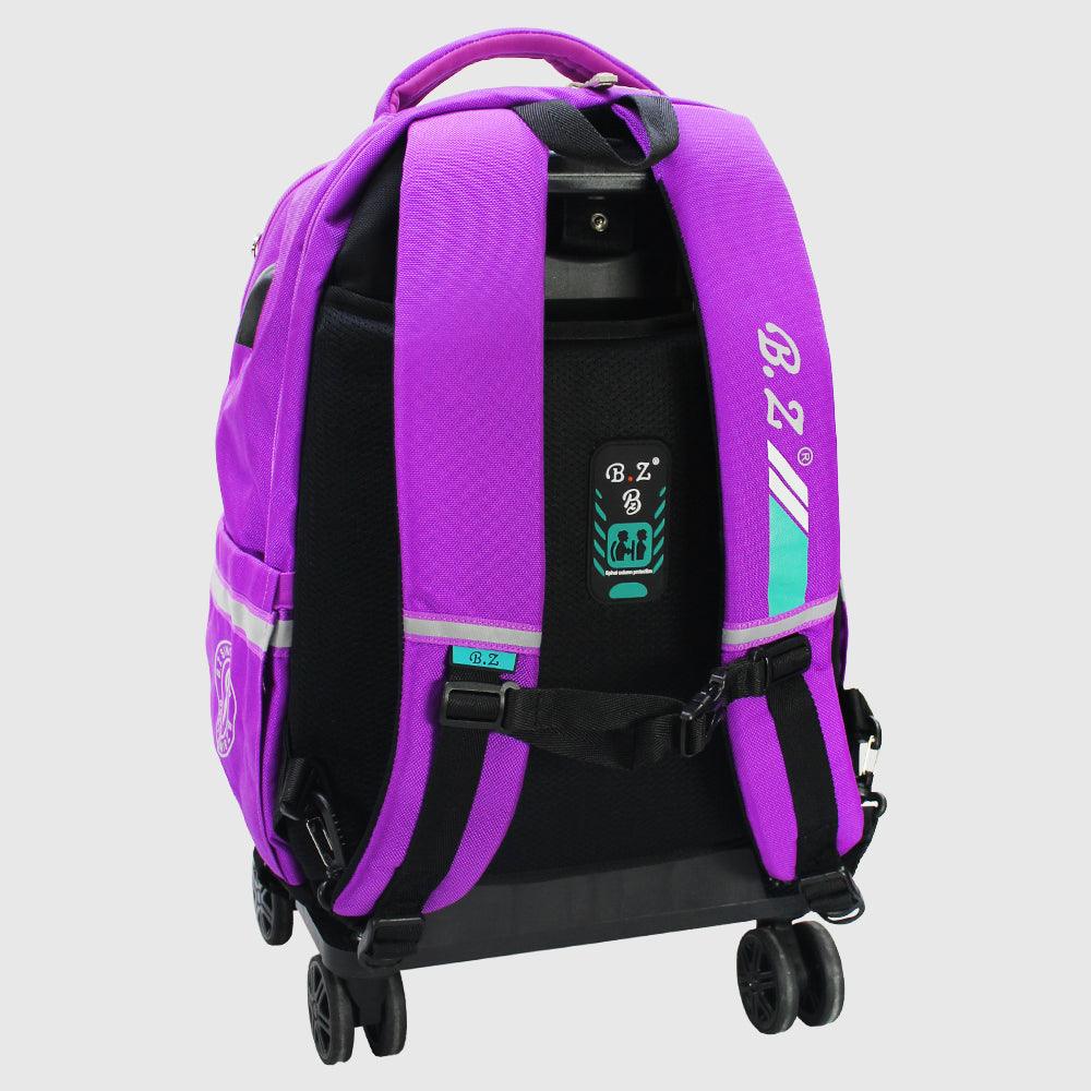 Purple 18 Inches Trolley Backpack + Pencil Case - Ourkids - B.Z.